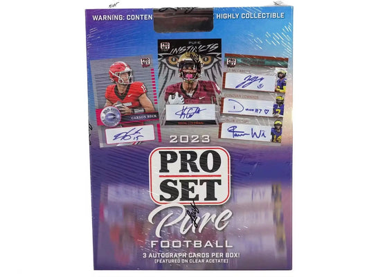 2023 Leaf Pro Set Pure Football Hobby Box showing 2023 Pro Set Pure Football set pure football
