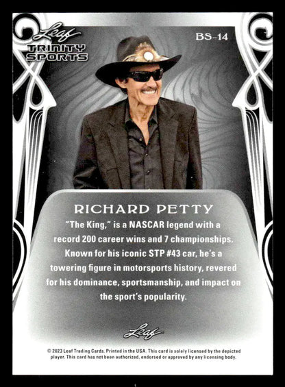 Richard Petty trading card from 2023 Leaf Trinity Petty Base Sports collection