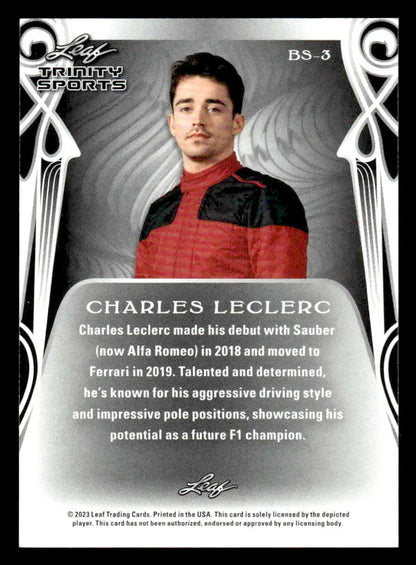 Charles Leclerc trading card from 2023 Leaf Trinity Leclerc Base Sports collection