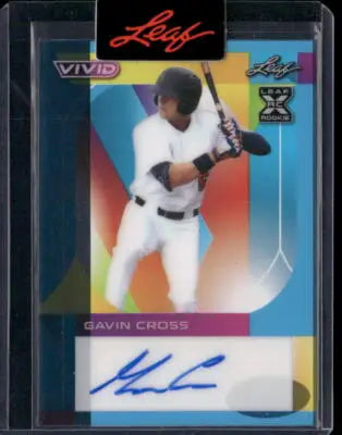 Autographed baseball card of Gavin Cross from 2023 Leaf Vivid Gavin series