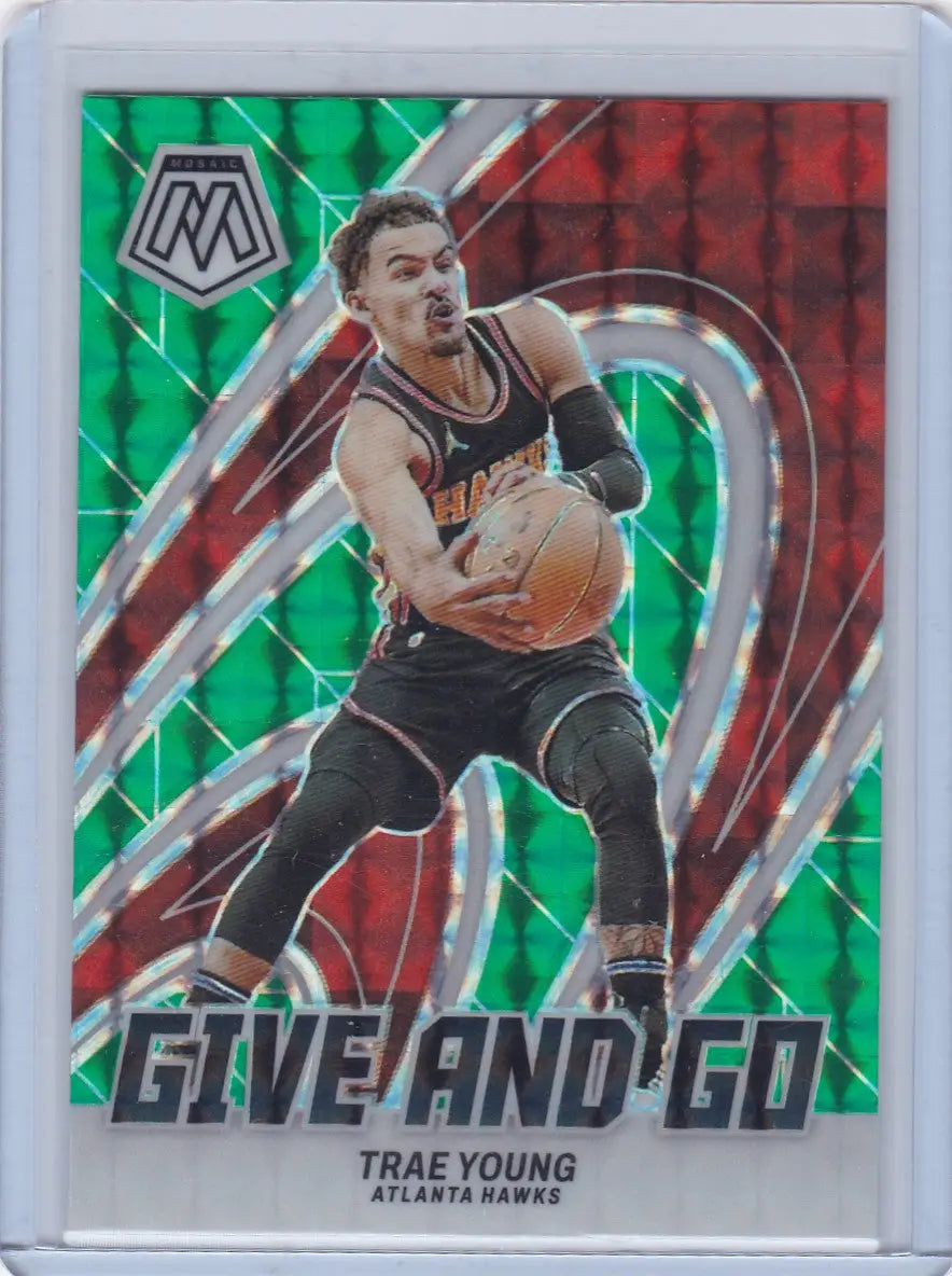 2023 MOSAIC #10 TRAE YOUNG GIVE AND GO GREEN RED- ATLANTA HAWKS - Trading Cards