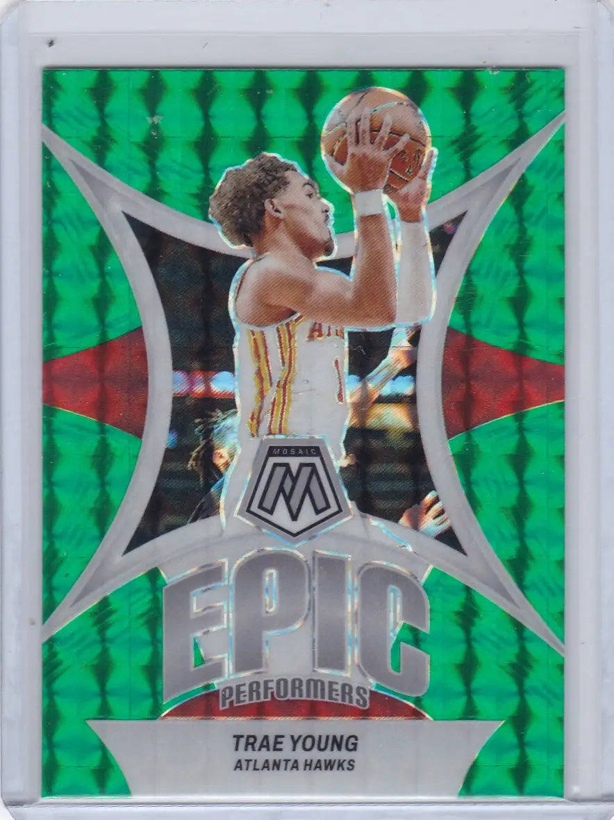 2023 MOSAIC #6 TRAE YOUNG EPIC PERFORMERS GREEN- ATLANTA HAWKS - Trading Cards