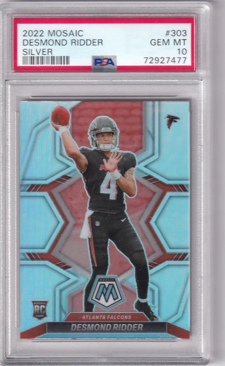 Desmond Ridder PSA graded Mosaic Silver football card Atlanta Falcons 2023