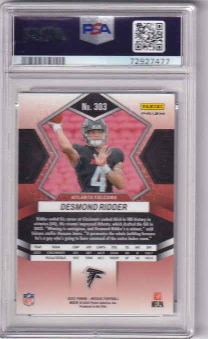 Desmond Ridder PSA 10 football card from 2023 Mosaic Silver Atlanta Falcons