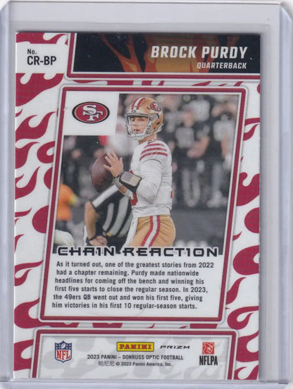 2023 Panin Donruss Optic #CR-BP Brock Purdy - San Francisco 49ers - Trading Cards