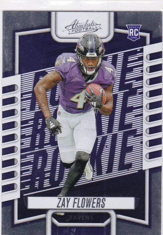 Zay Flowers RC Baltimore Ravens card from 2023 Panini Absolute #111 collectible set
