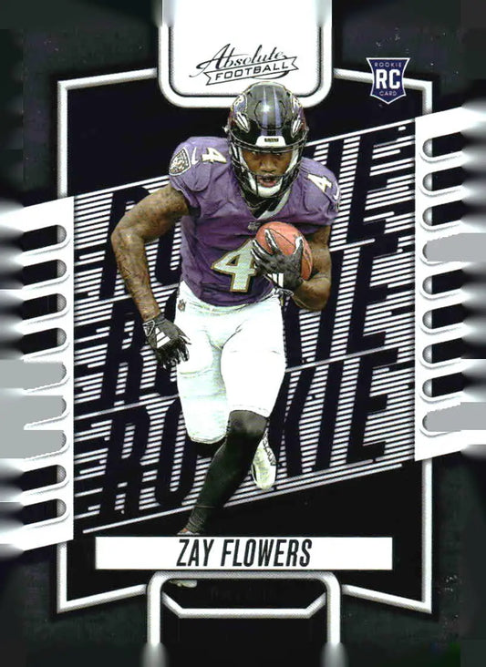 Zay Flowers rookie football card from 2023 Panini Absolute Zay Flowers Retail