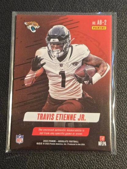 Football trading card of Travis Etienne Jr from Panini Absolute Absolute Burners series