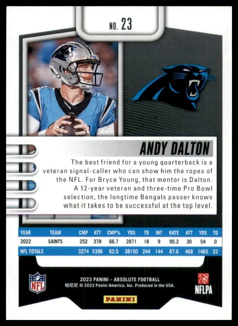 2023 Panini Absolute Andy Dalton #23 Carolina Panthers Football Card NFL Sports - Football Card