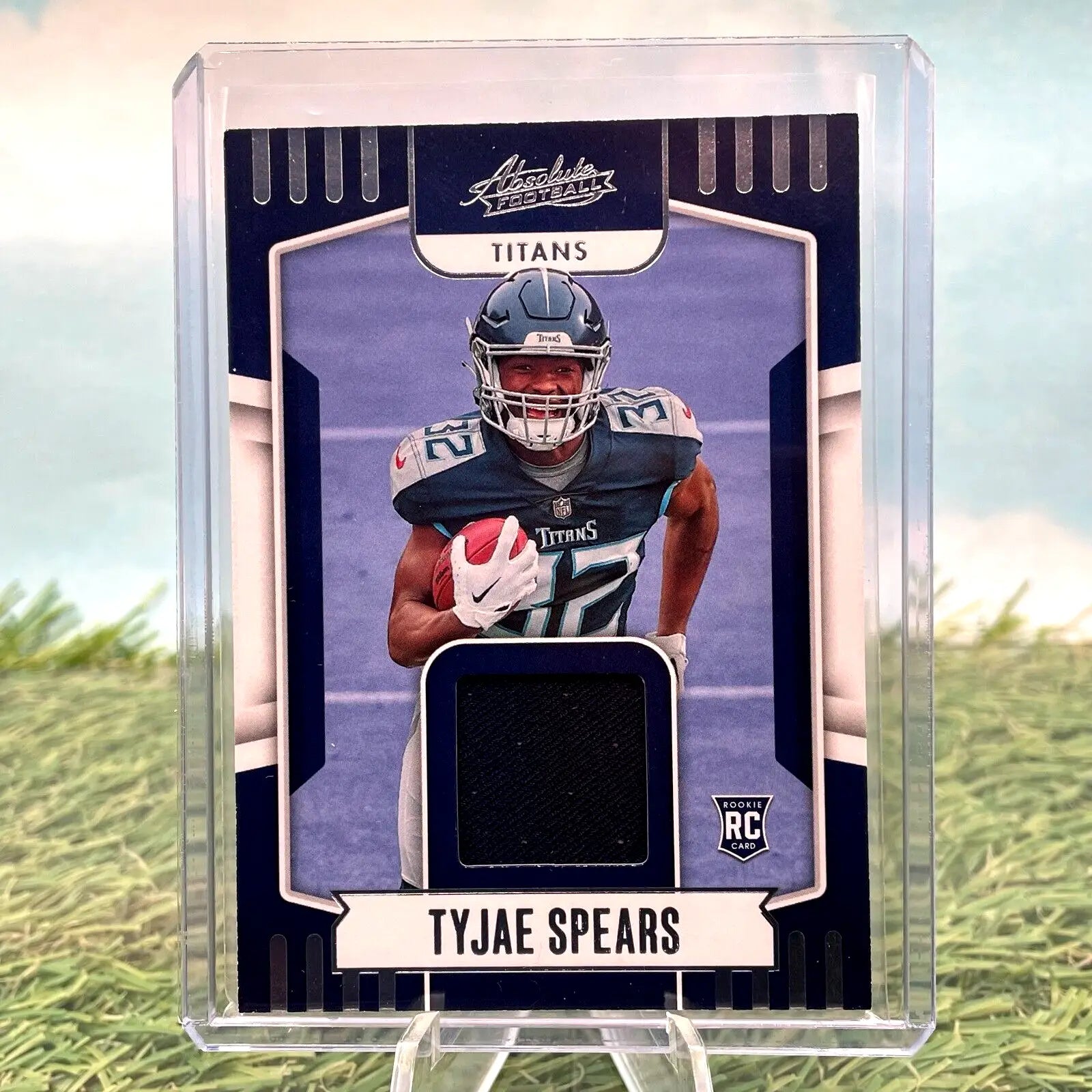 Tyjae Spears football card from 2023 Panini Absolute Memorabilia Titans Relic RC