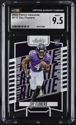 Graded Zay Flowers rookie card from Panini Absolute Zay Flowers 2023 football collection