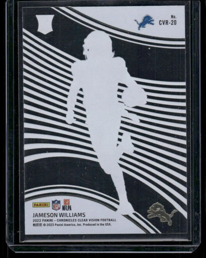 Football trading card with player silhouette from 2023 Panini Chronicles Clear Vision Football