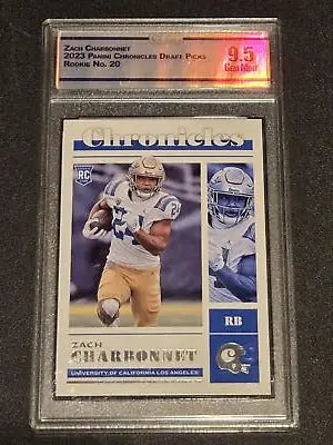 Graded Zach Charbonnet football card from 2023 Panini Chronicles Draft Picks series