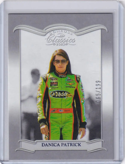 Racing trading card of Danica Patrick in GoDaddy suit from Panini Chronicles Nascar Classics