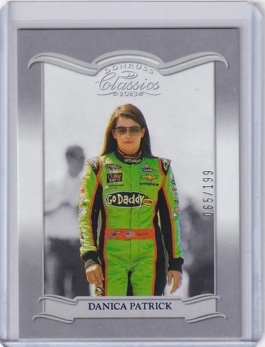 Racing trading card of Danica Patrick in GoDaddy suit from Panini Chronicles Nascar Classics