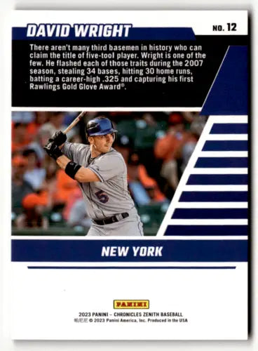 David Wright baseball card in original gloss from Panini Chronicles Zenith collection