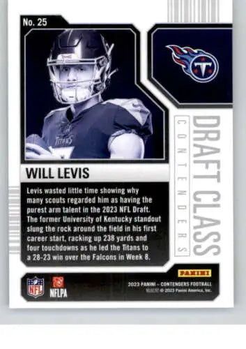 Will Levis football card from 2023 Panini Contenders Draft Class with original gloss
