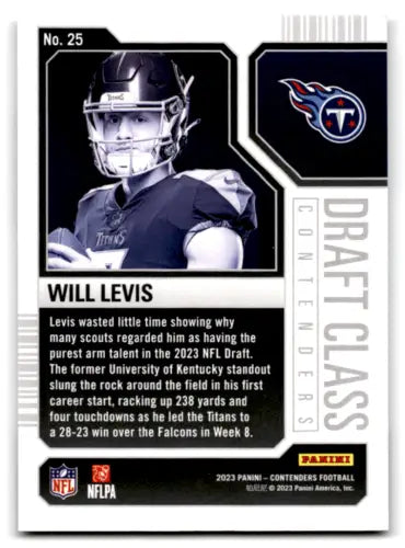 Will Levis football card from 2023 Panini Contenders Draft Class with original gloss