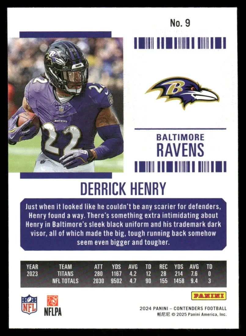 Panini Contenders Football Derrick Henry Baltimore Ravens football card for 2023 collection
