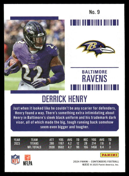Panini Contenders Football Derrick Henry Baltimore Ravens football card for 2023 collection