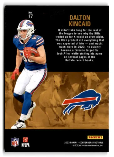 Dalton Kincaid football card from 2023 Panini Contenders Rookie Stallions EX condition
