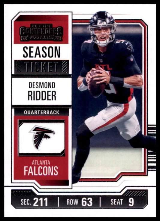 Panini Contenders football trading card featuring Desmond Ridder of the Atlanta Falcons