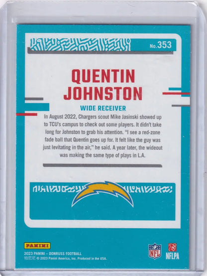 2023 Panini Donruss #353 Quentin Johnston - Los Angeles Chargers - Trading Card
