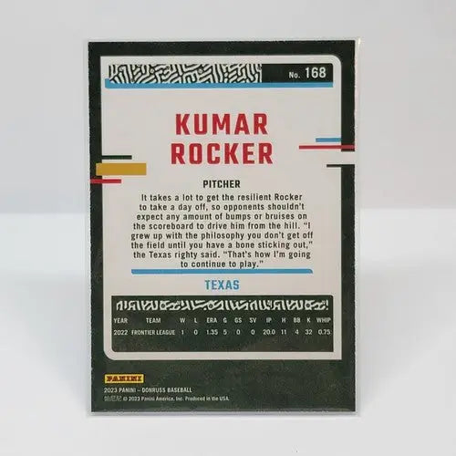 2023 Panini Donruss Baseball Kumar Rocker Independence Day card featuring Baseball Kumar Rocker