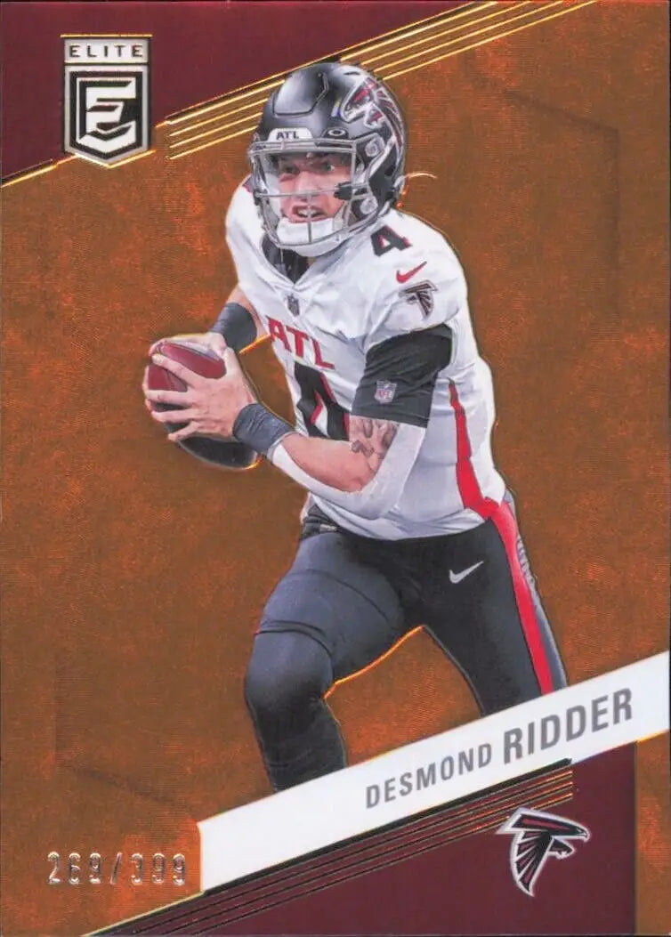 Desmond Ridder football card from 2023 Panini Donruss Elite Orange series
