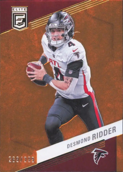 Desmond Ridder football card from 2023 Panini Donruss Elite Orange series