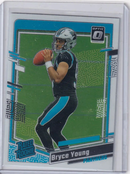 Panini Donruss Optic Bryce Young Carolina Panthers trading card with Rated Rookie emblem