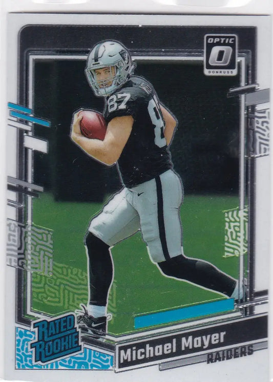Michael Mayer Rated Rookie card from 2023 Panini Donruss Optic for Las Vegas Raiders