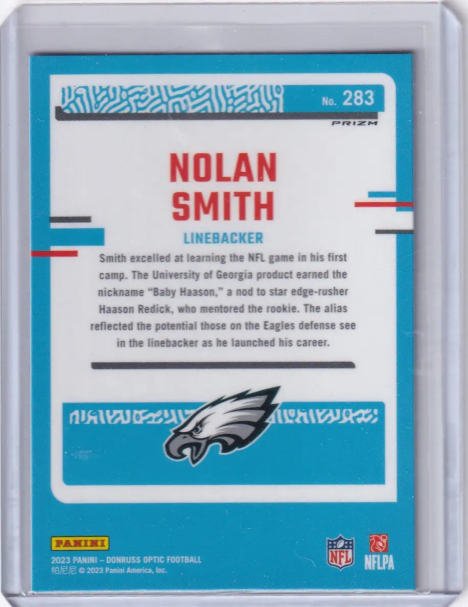 2023 Panini Donruss Optic Blue Pulsar #283 Nolan Smith - Philadelphia Eagles - Trading Card