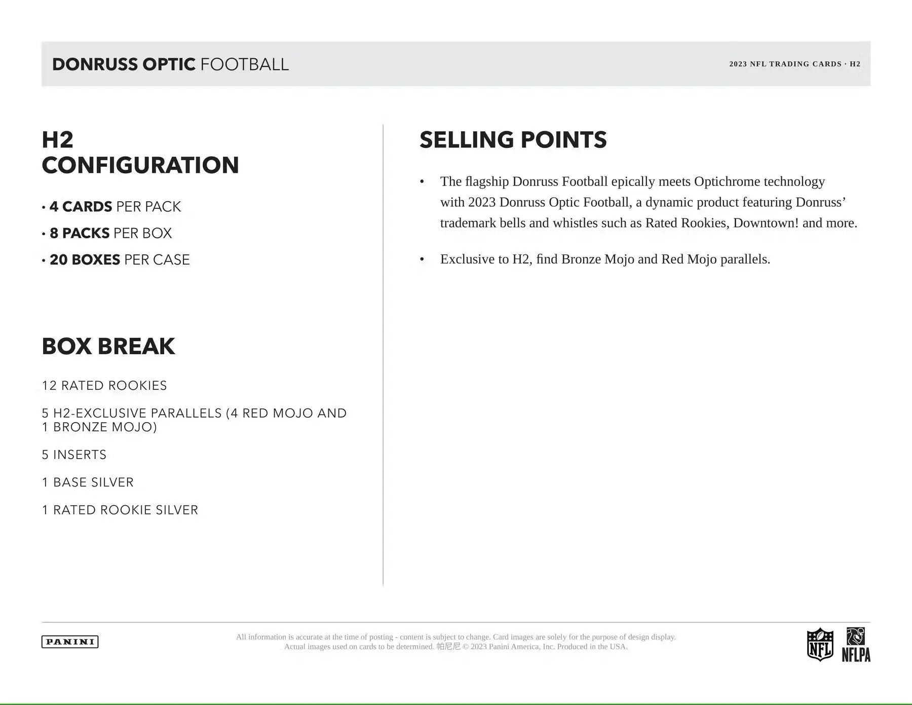 2023 Panini Donruss Optic Football H2 Box with Rated Rookies and Red Mojo cards