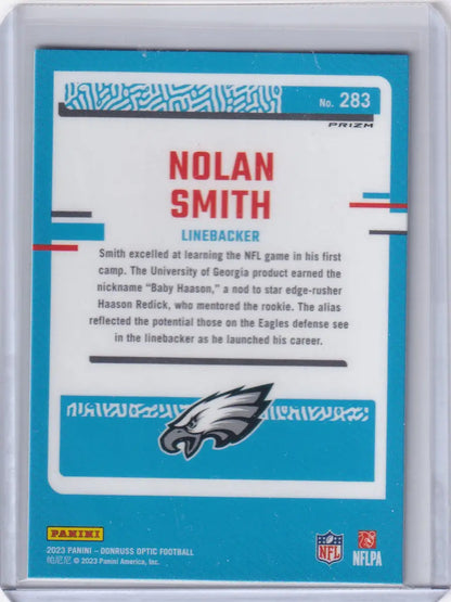 2023 Panini Donruss Optic Green Velocity #283 Nolan Smith - Philadelphia Eagles - Trading Card