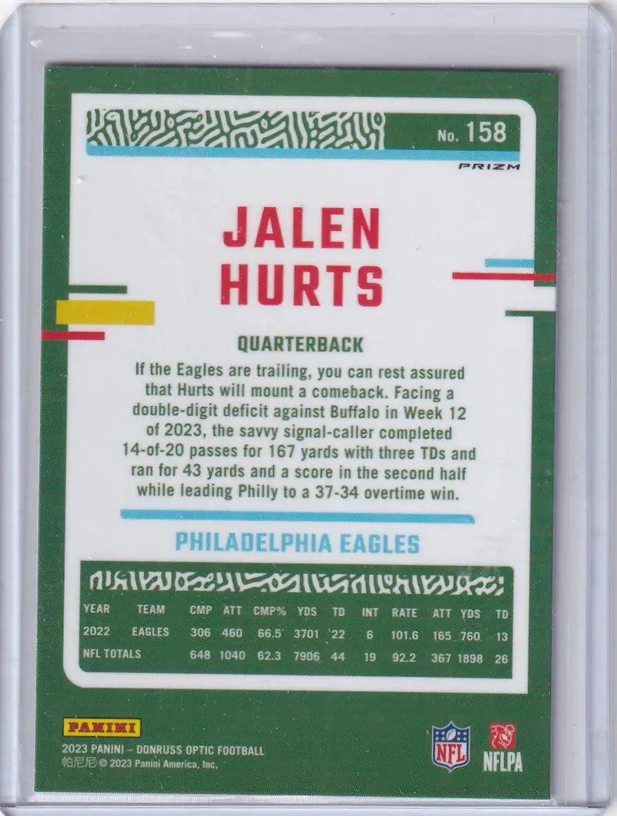 2023 Panini Donruss Optic Holo #158 Jalen Hurts - Philadelphia Eagles