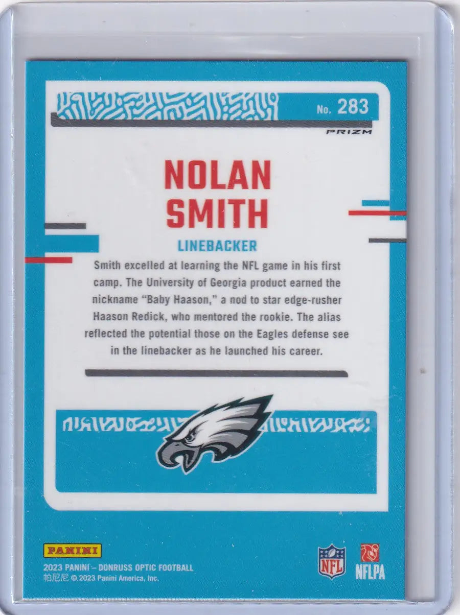 2023 Panini Donruss Optic Holo #283 Nolan Smith - Philadelphia Eagles - Trading Card