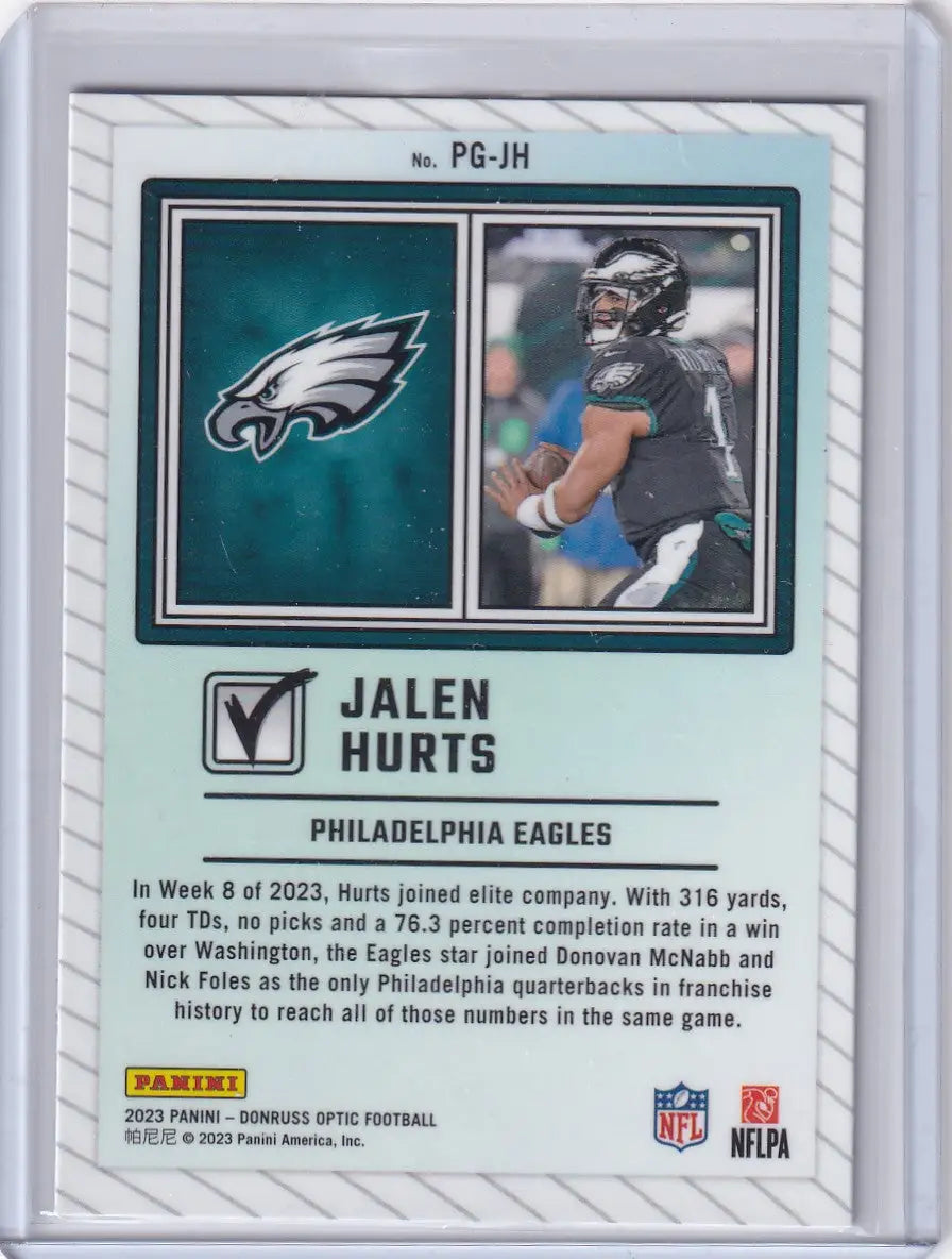 2023 Panini Donruss Optic Passing Grade #PG-JH Jalen Hurts - Philadelphia Eagles