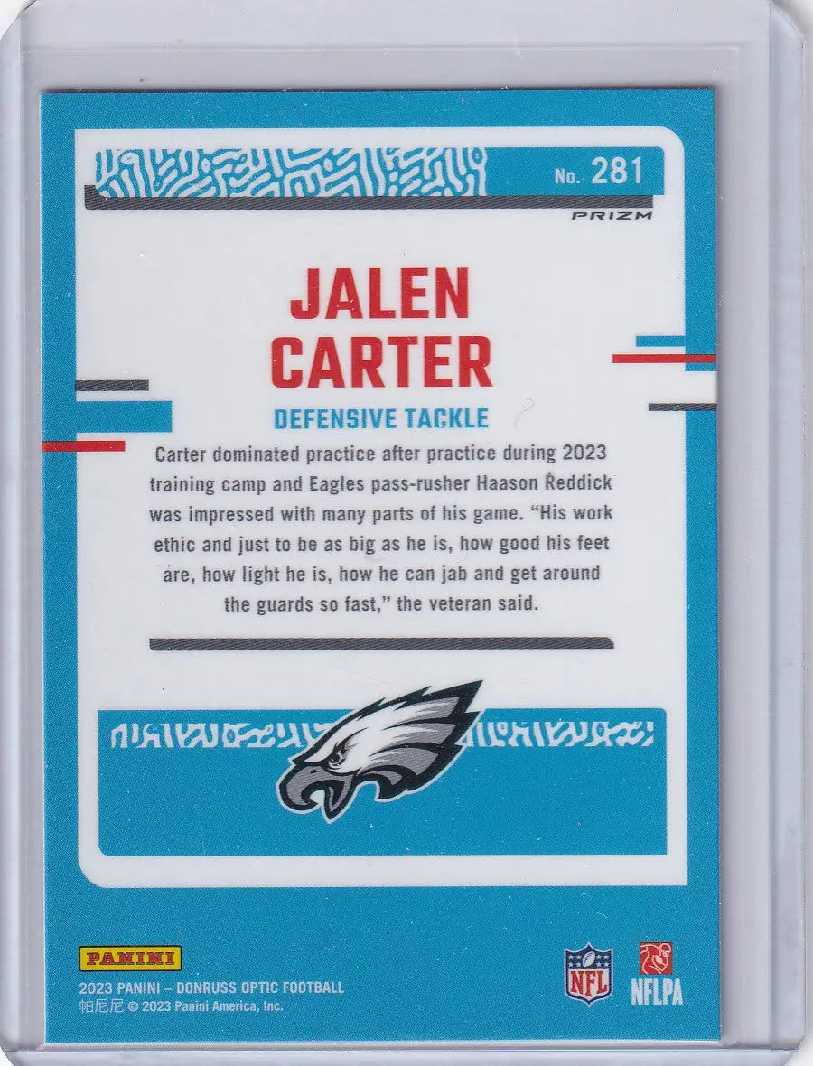 2023 Panini Donruss Optic Pink #281 Jalen Carter - Philadelphia Eagles