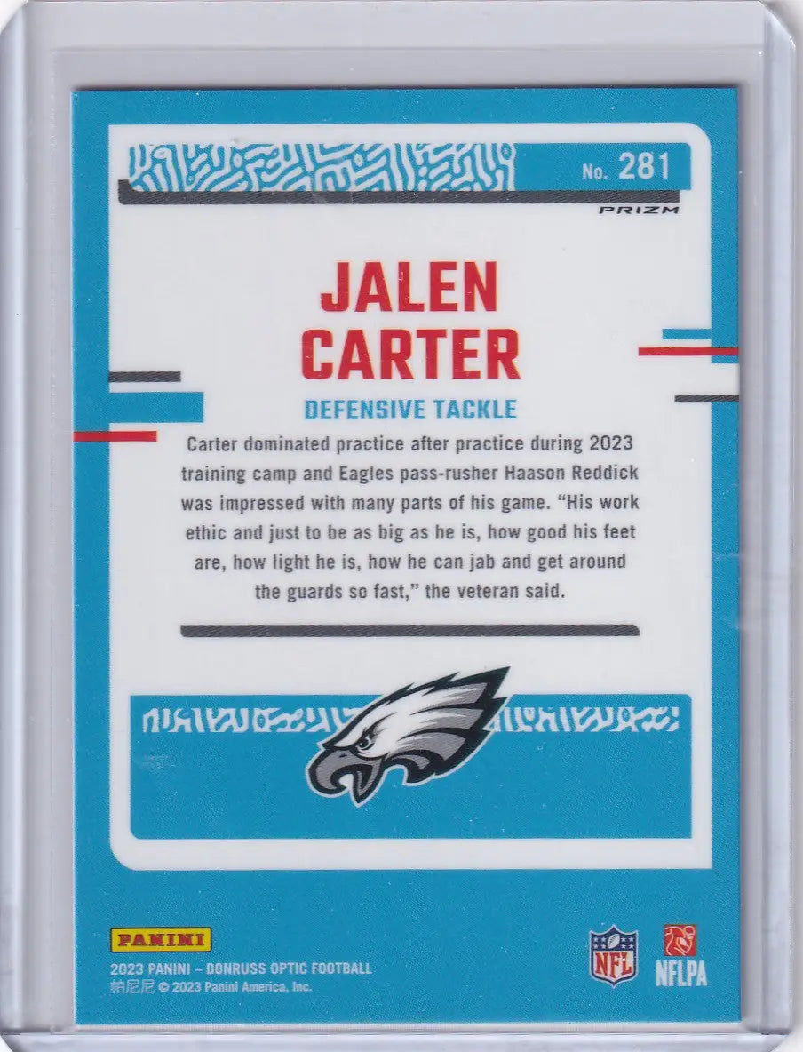 2023 Panini Donruss Optic Red Hyper #281 Jalen Carter - Philadelphia Eagles