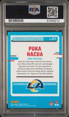Graded Puka Nacua football card from Panini Donruss Donruss Puka Nacua series
