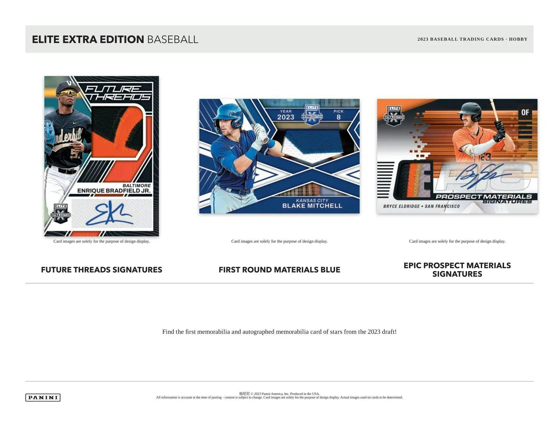 2023 Panini Elite Extra Edition Baseball Hobby Box with Baseball Cards and Memorabilia Cards