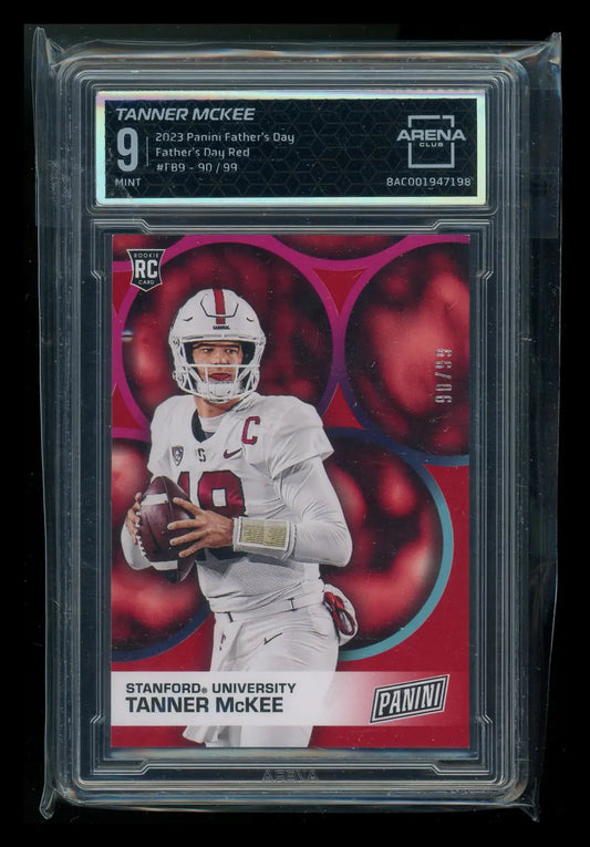 2023 Panini Father’s Day Red Tanner McKee football trading card in protective slab