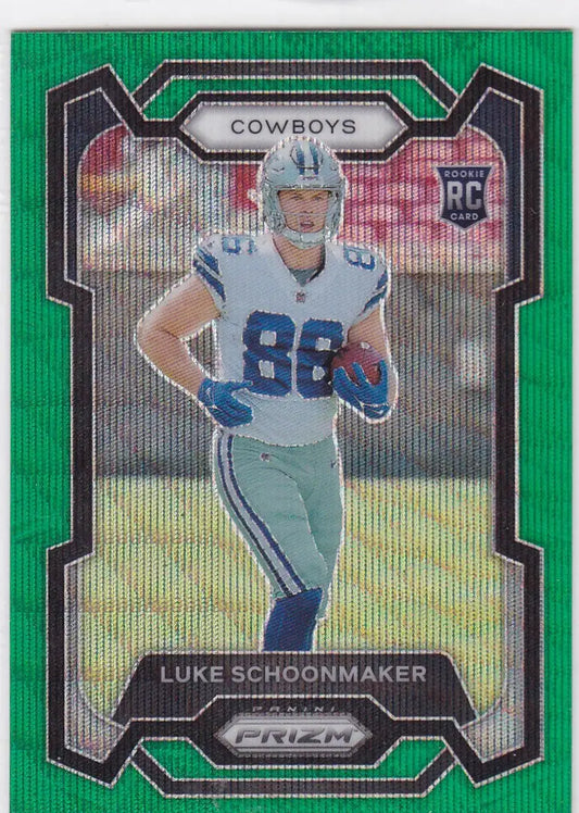 Luke Schoonmaker rookie card in 2023 Panini Green Wave Prizm #325 Dallas Cowboys