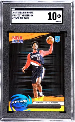 Graded Panini Hoops Scoot Henderson basketball card featured in 2023 Panini Hoops series