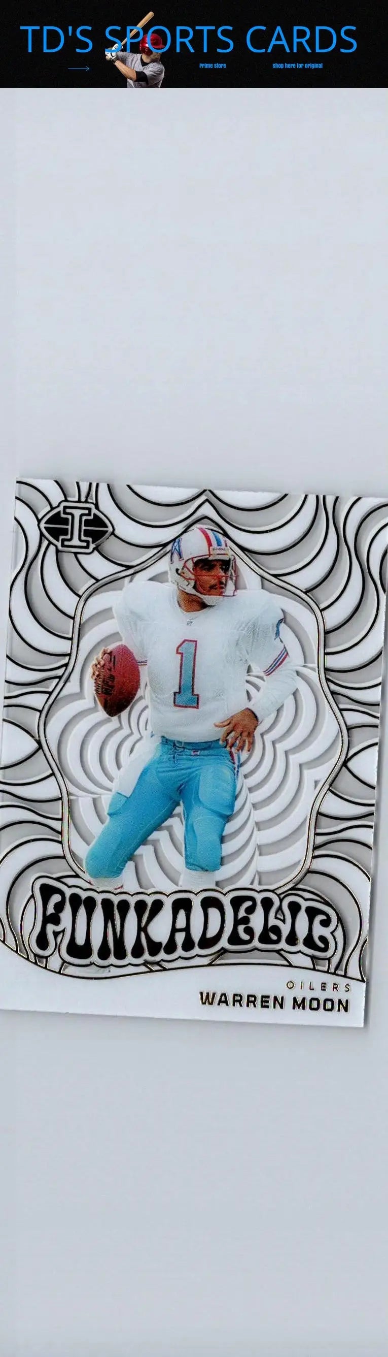 White and black Warren Moon football trading card from Panini Illusions Warren Moon Funkadelic