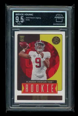 A graded Panini Legacy Bryce Young 2023 rookie football card displayed in product 2023 Panini Legacy Bryce Young #151 Football Arena Club 9.5