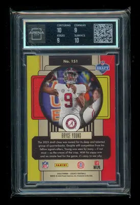 Graded Panini Legacy Bryce Young football card from 2023 Panini Legacy collection