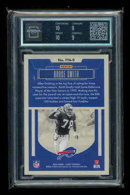 Graded Bruce Smith football card from Panini Legacy Ages Orange Bruce Smith Arena Club