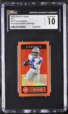 Graded Panini Legacy Tony Pollard football card from 2023 Panini Legacy collection